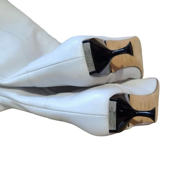 Sergio Rossi White Leather Over the Knee Boots IT 36 US 6 - Picture 10 of 16